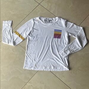 Freecity White Long Sleeve Tee with Colorful Accents